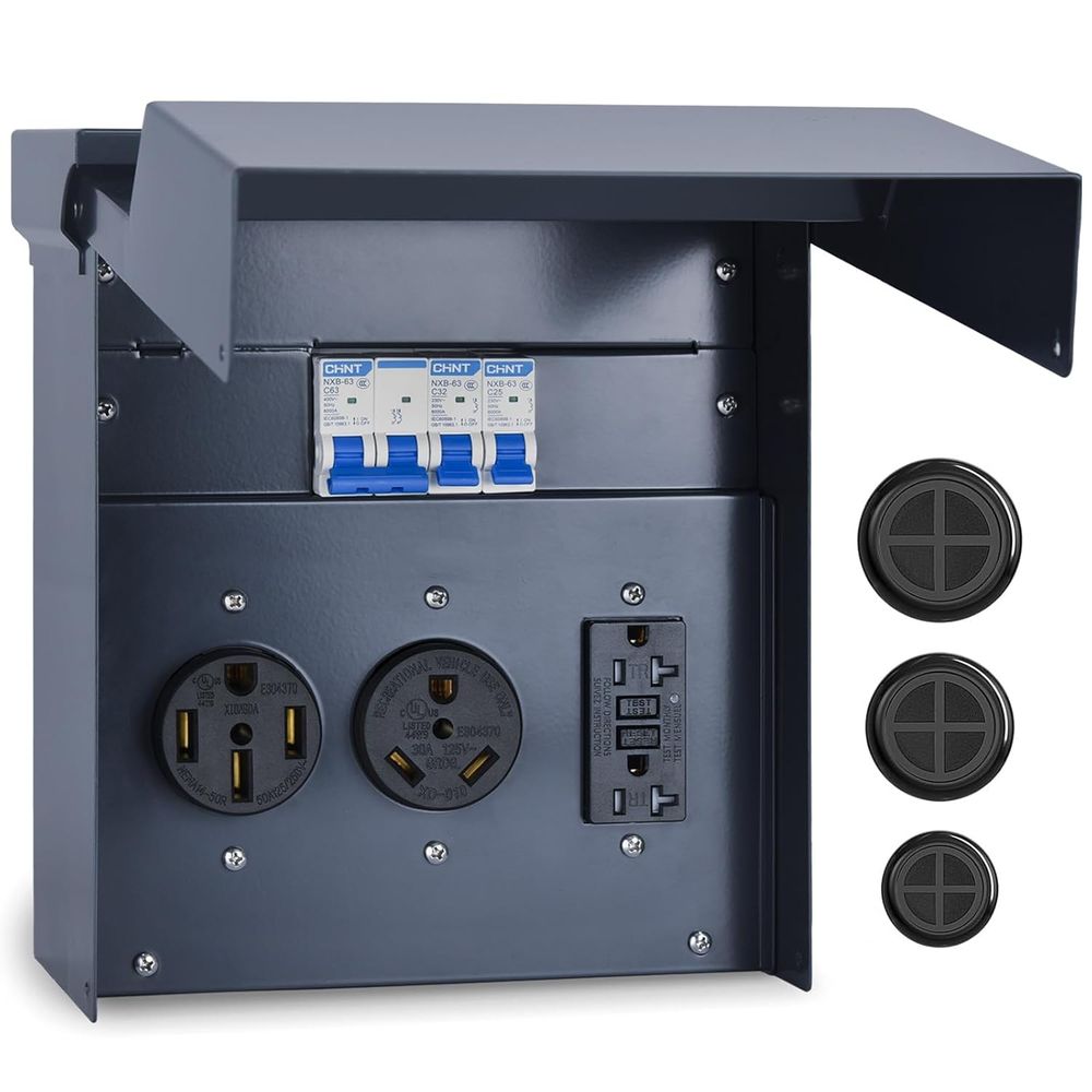 Outdoor Power Receptacle Box - Painel Elétrico para RV com Disjuntor,