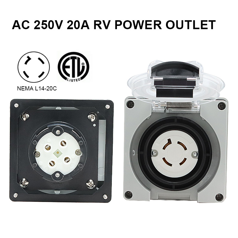 125/250v 20a gerador rv caixa  - Outdoor Power Receptacle Box avaliação e preço